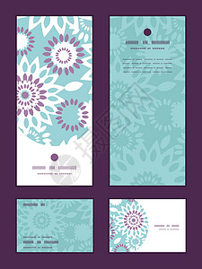 矢量紫色和蓝色花花的抽象垂直架形图示邀请函背景图片