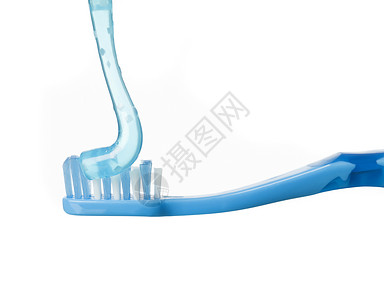 蓝牙刷产品静物工作室牙刷卫生口腔牙科白色牙膏背景图片