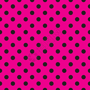 粉红色背景上黑色波卡点的黑平面矢量图案插图织物粉色平铺剪贴簿墙纸网站插画