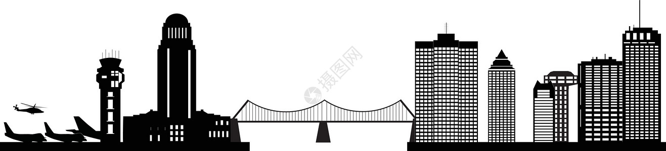 蒙特伦蒙特利尔市地平线建筑学插图建筑运输摩天大楼城市天际剪影飞机景观插画