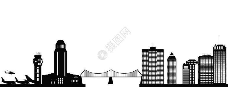 蒙特利尔市地平线插图建筑运输城市飞机剪影景观摩天大楼旅行建筑学背景