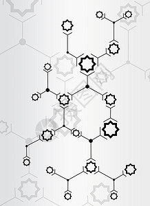 黑线和恒星的抽象组成六边形构图蜂窝星星背景图片