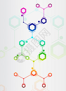 彩色线条和六边形的抽象组成背景图片