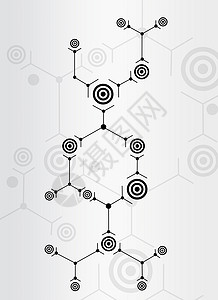 黑线和圆圈的抽象组成蜂窝构图六边形背景图片