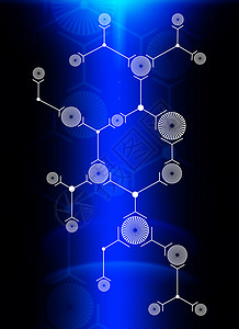白线和圆圈的抽象组成坡度构图背景蓝色射线辉光蜂窝光束六边形背景图片