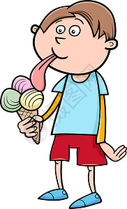 带冰淇淋的男孩卡通背景图片