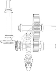 由齿轮 轴承和轴承构成的减压器绘画车轮蜗轮草图减速器工程设计图片