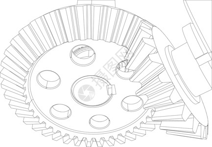带轴承和轴承的齿轮 特写 向量草图减速器工程车轮蜗轮绘画设计图片