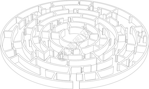 电线框架圆形迷宫 矢量圆圈草图绘画背景图片