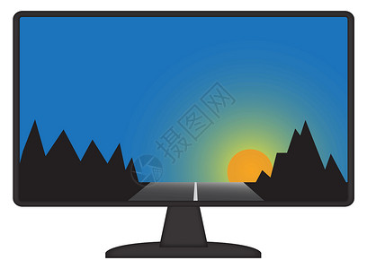 计算机屏幕上的山地场景背景图片