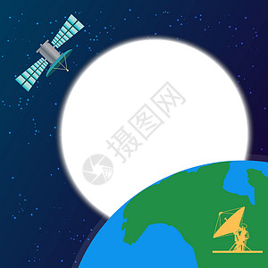 卫星空间空间卫星在地球上轨道运行插画