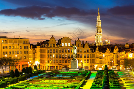 比利时布鲁塞尔市风城天空花园旅游地平线建筑学外表雕塑纪念碑天际建筑背景