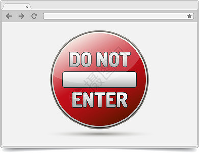 以 Do not Ent 的白色背景简单打开浏览器窗口网络界面警报按钮窗户电脑空白屏幕商业嘲笑插画