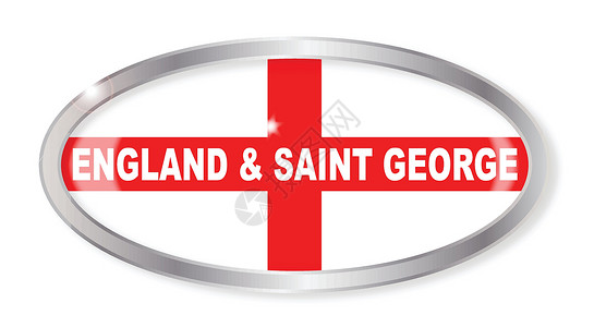 英格兰和圣乔治奥瓦尔按钮插图艺术品绘画徽章英语红色艺术椭圆形旗帜插画