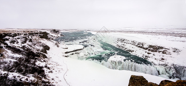 Gullfoss 组合键金色瀑布背景图片