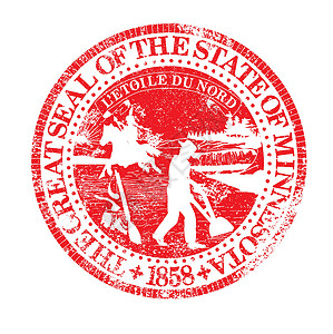 明尼苏达海豹橡胶印章插图绘画橡皮红色墨水艺术艺术品邮票插画