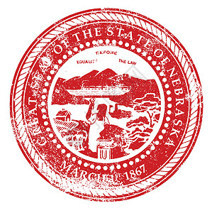 阿布拉斯内布拉斯加橡胶印章绘画邮票海豹艺术墨水艺术品红色插图橡皮插画