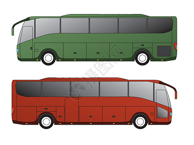 旅游品牌单轴旅游客车设计插画