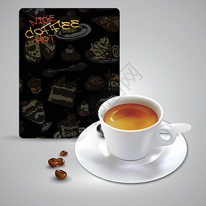 陶瓷咖啡杯书籍咖啡杯餐厅奢华阴影咖啡白色风格巧克力服务横幅装饰插画