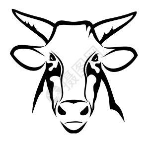 牛头黑白素材牛头毛皮统治农场黑色艺术安全防御力量白色喇叭插画