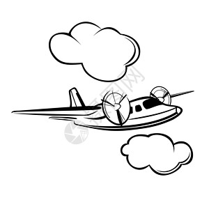 螺旋桨飞机航空公司旅行草图过境艺术品引擎客机飞机运输插图背景图片