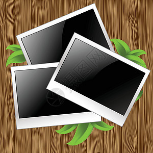 木制相框照相相框照片装饰棕色框架风格树叶插图摄影插画