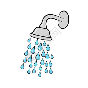 淋浴详情页阵雨头淋浴飞溅浴室插图管道飞沫喷头液体运动卫生插画