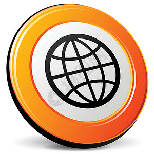 地球图标标识按钮反射网络世界全球橙子互联网行星背景图片