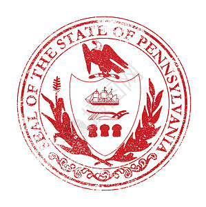 宾夕法尼亚海豹橡胶印章红色墨水绘画橡皮艺术邮票艺术品插图插画