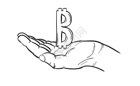 比特币符号和手背景图片