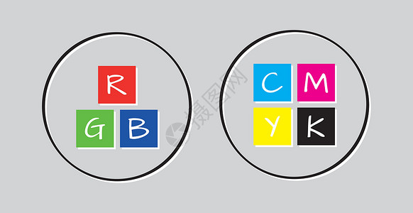 rb 和 cmyk 图标蓝色调色板黄色艺术中医绿色黑色钥匙打印光谱背景图片