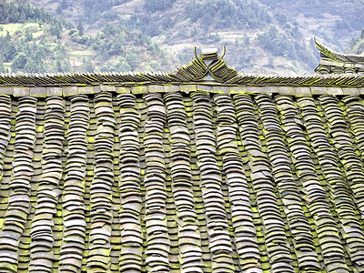 古代屋顶瓷砖背景图片