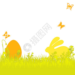 复活背景 有东面蛋和兔子矢量背景图片