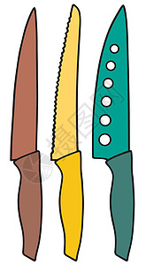 陶瓷刀厨房刀面包黄色卡通片塑料烹饪雕刻师用具红色制品蔬菜插画
