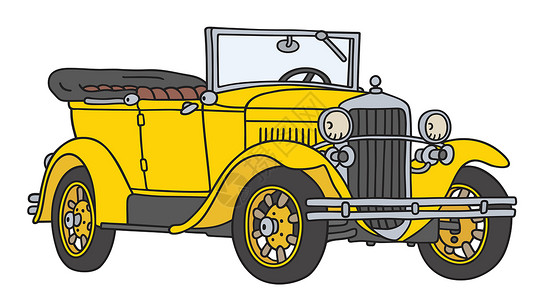 旧轿车赛车卡通片黄色跑车汽车车辆发动机计时器老将运动背景图片