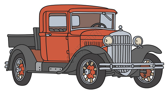 红色卡车老卡车旧式取款机计时器汽车黑色货车发动机送货卡车国家老将农场设计图片