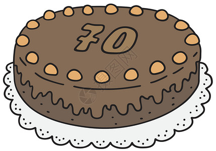 巧克力字生日蛋糕中介人奶油棕色甜点卡通片庆典糕点巧克力焦糖面糊插画