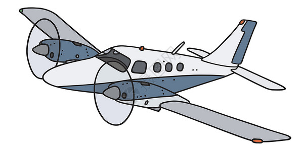 白色小飞机小型双引擎飞机引擎运输双胞胎机器运动卡通片白色工艺喷射活塞插画