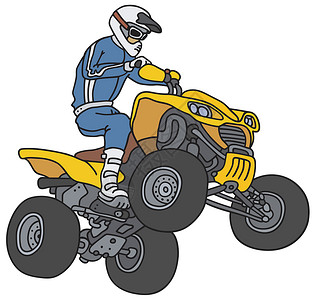四轮驱动越野车黄色ATV的骑士插画