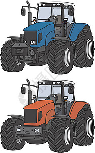 农艺的拖轨工作农艺农业拖带机器陆地运输红色摩托车车辆插画