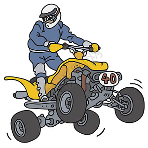 四轮摩托车在ATV上骑着骑士插画