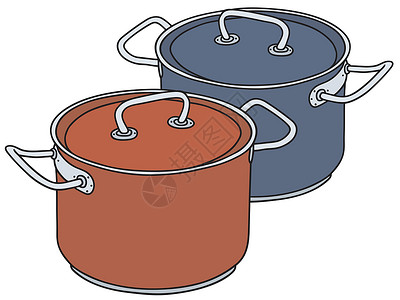 红锅和蓝锅插画