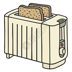 电烤面包机烹饪白色厨房食物厨具电子面包卡通片烤面包机奶油背景图片