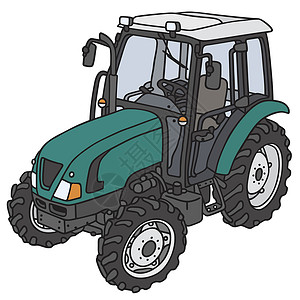 拖带绿色绿色拖拉机摩托车机器场地卡通片农艺车辆陆地农业工作运输插画