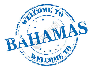 欢迎来到巴哈马星星矩形墨水邮票蓝色圆形橡皮背景图片