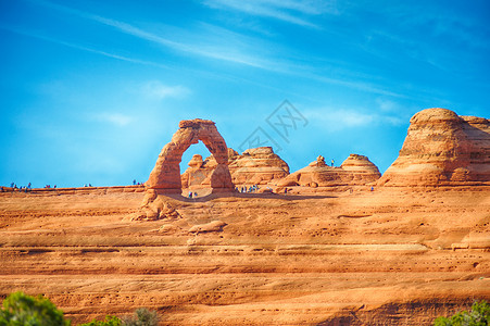 著名的Arches国家公园中的  复制图库旅行沉积砂岩风化风景拱门沙漠侵蚀公园岩层背景图片