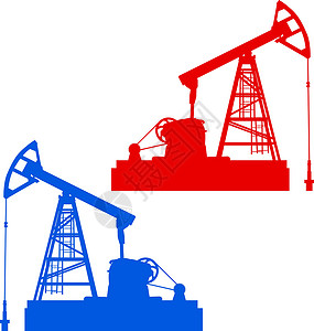往复石油劫机 石油工业设备商业原油生产油田燃料场地蓝色钻孔活塞天空插画