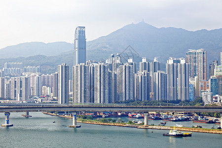 香港市中城的高速火车大桥图片