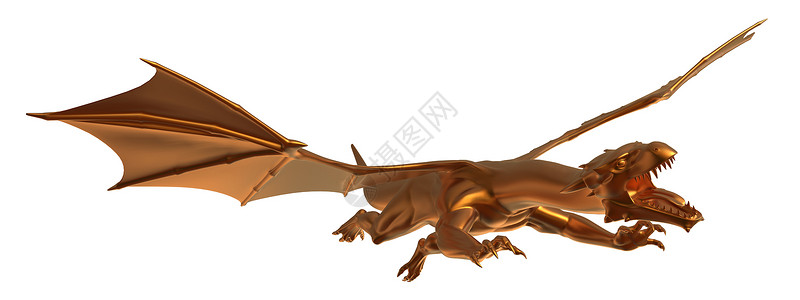腾飞的黄金龙幻想艺术童话翅膀动物魔法神话爬虫怪物金子背景图片