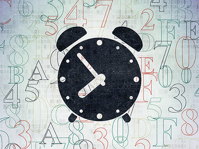 时间表概念 数字纸张背景的警钟时钟警报灰色软件日程技术手表历史时间倒数程序背景图片